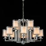 Подвесная люстра ярусная большая iLamp King RM6201-8+4 CR+CL (220V, на цепи)