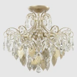 Потолочная люстра на штанге Crystal Lux ESMIRALDA PL4 GOLD (220V, подвески, листья)