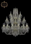 Подвесная большая люстра Art Classic 11.23 11.23.16+8+4.300.3d.Gd.Dr (220V, хрусталь, на цепи, подсвечник, свеча)