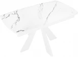 Стол DikLine SKU120 Керамика Белый мрамор,подстолье белое,опоры белые