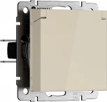 Розетка с заземлением с защит. крышкой и шторками (слоновая кость) Werkel W1171203 (a069595)