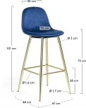 Барный стул La Forma (ex Julia Grup) Nilson (Синий,Золотой/ Фанера,Сталь,Пена,Металл)