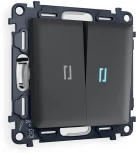 Комплект механизма Ambrella Volt 2-клавишного выключателя с подсветкой 10000K ALFA MA904020 Графит мягкое касание QUANT