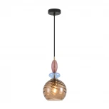 Подвесной светильник со стеклянным декором Lumion Walma 8300/1A бронза/амбер/голубой/розовый, металл/стекло E27 1*40W 220V (на проводе)