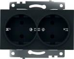 Розетка двойная с заземлением и шторками (черный) Stekker Катрин 39612