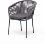 "Бордо" стул плетеный из роупа, каркас алюминий темно-серый (RAL7024) муар, роуп серый 15мм, ткань темно-серая 027 4SIS арт.УТ-00007017