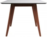 Стол R-Home Лунд 960*960 мрамор Бьянко Темный орех
