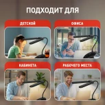 Офисная настольная лампа светодиодная на прищепке с регулировкой цветовой температуры и яркости зарядка от USB ЭРА NLED-512-6W-BK (сенсорный выключатель)