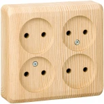 Розетка накладная четверная без заземления (сосна) Systeme Electric Etude PA16-205D