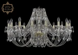 Подвесная большая люстра Art Classic 11.21 11.21.16.360.Gd.Sp (220V, хрусталь, на цепи, подсвечник, свеча)