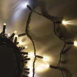 Гирлянда Нить 10м тепло-белая с мерцанием белого диода 24В, 100 LED, провод черный каучук 2,3мм, IP65 Laitcom ECO100BLW-1-1WW
