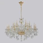 Подвесная большая люстра Crystal Lux MONICA SP10+5 GOLD (220V, подвески, на цепи, подсвечник, свеча)