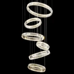 Подвесная люстра ярусная каскадная большая Citilux Чезаре CL338661 (регулировка яркости, LED, 220V, хрусталь, на проводе, кольцо)