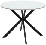 Стол ВЕГА D100 Белый, стекло/ черный каркас М-City