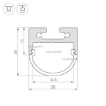 Профиль с экраном SL-LINE-2011M-2500 ANOD+OPAL ROUND (Алюминий) 025871 Arlight SL-LINE