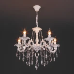 Подвесная люстра Eurosvet Veletta 10108/5 белый/прозрачный хрусталь Strotskis (220V, хрусталь Strotskis, на цепи, свеча)