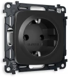 Комплект механизма Ambrella Volt электрической розетки OMEGA MO806010 Черный матовый с заземлением на винтовых зажимах 2P+E 16A-250V QUANT