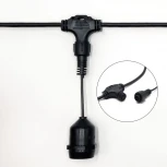 Белт-Лайт UNIBELT 10м, Провод Черный Каучук, Шаг 50 см, 20 Подвесных Патронов, IP65