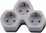 Разветвитель на 3 гнезда с заземлением (белый,серый) Stekker 32871