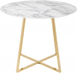 Стол обеденный Stool Group Дакота 100*100 белый мрамор ножки золото УТ000036110
