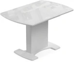 Стол на тумбе Woodville Палмер 120(160)х80х75 белое стекло / белый 490090