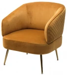 Кресло MUSSELS BLUVEL-68 желтый, велюр / золотой каркас М-City