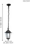 Подвесной светильник Eglo Laterna 4 22471 (220V, на цепи, фонарь, IP44)