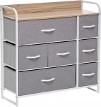 Комод Leset Ноа 7 ящ., Каркас Белый, Светло-серый Leset (Искусственный лен/Светло-серый) арт.2500000183461