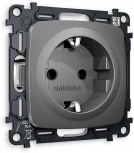 Комплект механизма Ambrella Volt электрической розетки OMEGA MO656010 Антрацит серый с заземлением на винтовых зажимах 2P+E 16A-250V QUANT