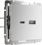 Розетка USB тип A+С (серебряный) W1171806 (a054347)