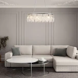 Подвесная люстра Wi-Fi хрустальная Eurosvet Blitz 60159/10 хром/ прозрачный хрусталь Strotskis хром (220V, управление смартфоном, голосовое управление, умный дом - Minimir Home, Алиса, Маруся, Салют, на тросе)