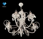 Подвесная люстра Eurosvet 3305 3305/5 белый с золотом / прозрачный хрусталь (220V, хрусталь Strotskis, на цепи, подсвечник, свеча)