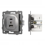 Механизм USB розетки SCT-MUAC-PL-GR-V (5V, 3A, QC4) (Arlight) 049840