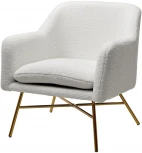 Кресло SHEEP NINI-01 Белый, teddy / золотой каркас М-City