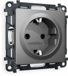 Комплект механизма Ambrella Volt электрической розетки ALFA MA656010 Антрацит серый с заземлением на винтовых зажимах 2P+E 16A-250V QUANT