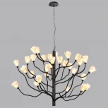 Подвесная люстра Odeon Light Gardi 5090/30 черный матовый/белый/фарфор G4 LED 30*5W (220V, на тросе, цветы)