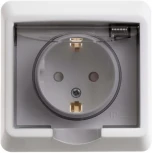 Розетка встраиваемая с заземлением, шторками и крышкой (белый) IP44 Systeme Electric Этюд PC16-044B