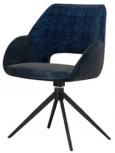 Стул BERRIES 360 град. Синий Loris-37, велюр/ темно-синий 7525-56, велюр/ черный каркас, DISAUR