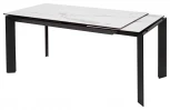 Стол CREMONA 140 HIGH GLOSS STATUARIO Белый мрамор глянцевый, керамика/ черный каркас
