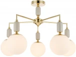 Потолочная люстра на штанге Lumion Vivien 6580/5C французское золото, серый/белый металл, керамика/стекло E14 5*40W 220V