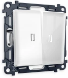 Комплект механизма Ambrella Volt 2-клавишного выключателя с подсветкой 5600K ALFA MA104015 Белый глянец QUANT