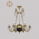 Подвесная люстра с хрустальными подвесками Art Classic 31.44 31.44.6.KR175SP.250IT.G.Sp.Amber.Blue.1B