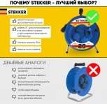 Удлинитель 4-х местный с заземлением 20 метров на металлической катушке Stekker Professional 39785