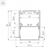 Профиль SL-LINIA52-3L-F-2000 ANOD (Arlight, Алюминий) 044682