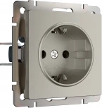 Розетка с заземлением и шторками (дымчатый) Werkel W1271104