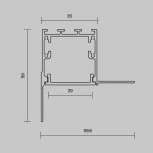 Алюминиевый профиль световая линия встраиваемый под гипсокартон скрытого монтажа 59x59 серебро, 2 м, ALM-5959-S-2M Maytoni 636014