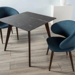 Стол R-Home Лунд 960*960 мрамор Графит Темный орех