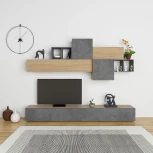 Тумба под ТВ TROMEN TV UNIT LEVE (ЛДСП,Пластик,ЛДСП/Черный,Дуб) арт.LEV00555