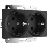 Розетка двойная с заземлением (черный матовый) Werkel W1172008 (a051623)