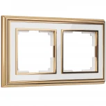 Рамка на 2 поста (золото/белый) W0021329 (a051212)